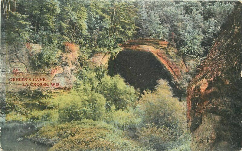 La Crosse Wisconsin Oehler's Cave #24 C-1910 Postcard Kwin & Co 21-6638