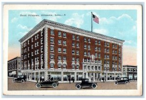 c1920's Cars Passing Hotel Ottumwa Ottumwa Iowa IA Antique Unposted Postcard