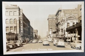 Mint Usa Real Picture Postcard Street Scene Spokane Washington