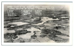 RPPC Upper Lakes, Chain O' Lakes, Waupaca, WI Real Photo Postcard *7G7