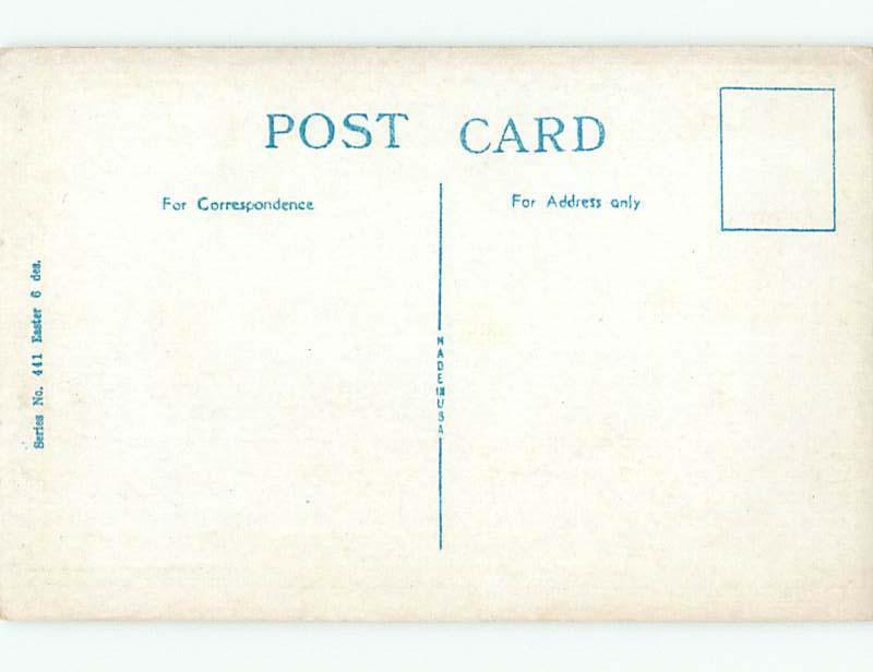 Unused Pre-Linen easter CHICK LOOKS BACK AT EGG SHELL k2058