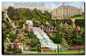 Old Postcard Waterfalls and Rock Garden In Park Surrounding Olson Rug Factory