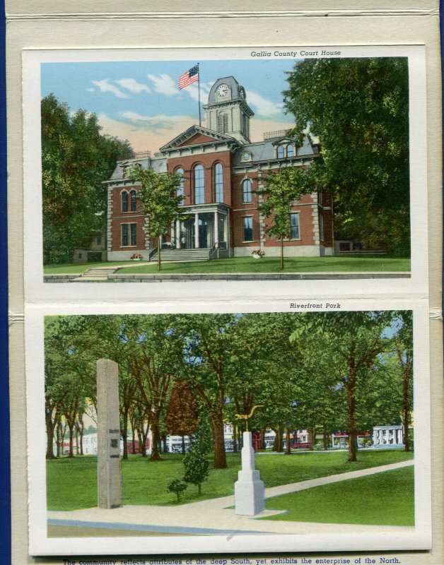 Gallipolis Ohio oh River Holzer Hospital Gallia Court House postcard folder