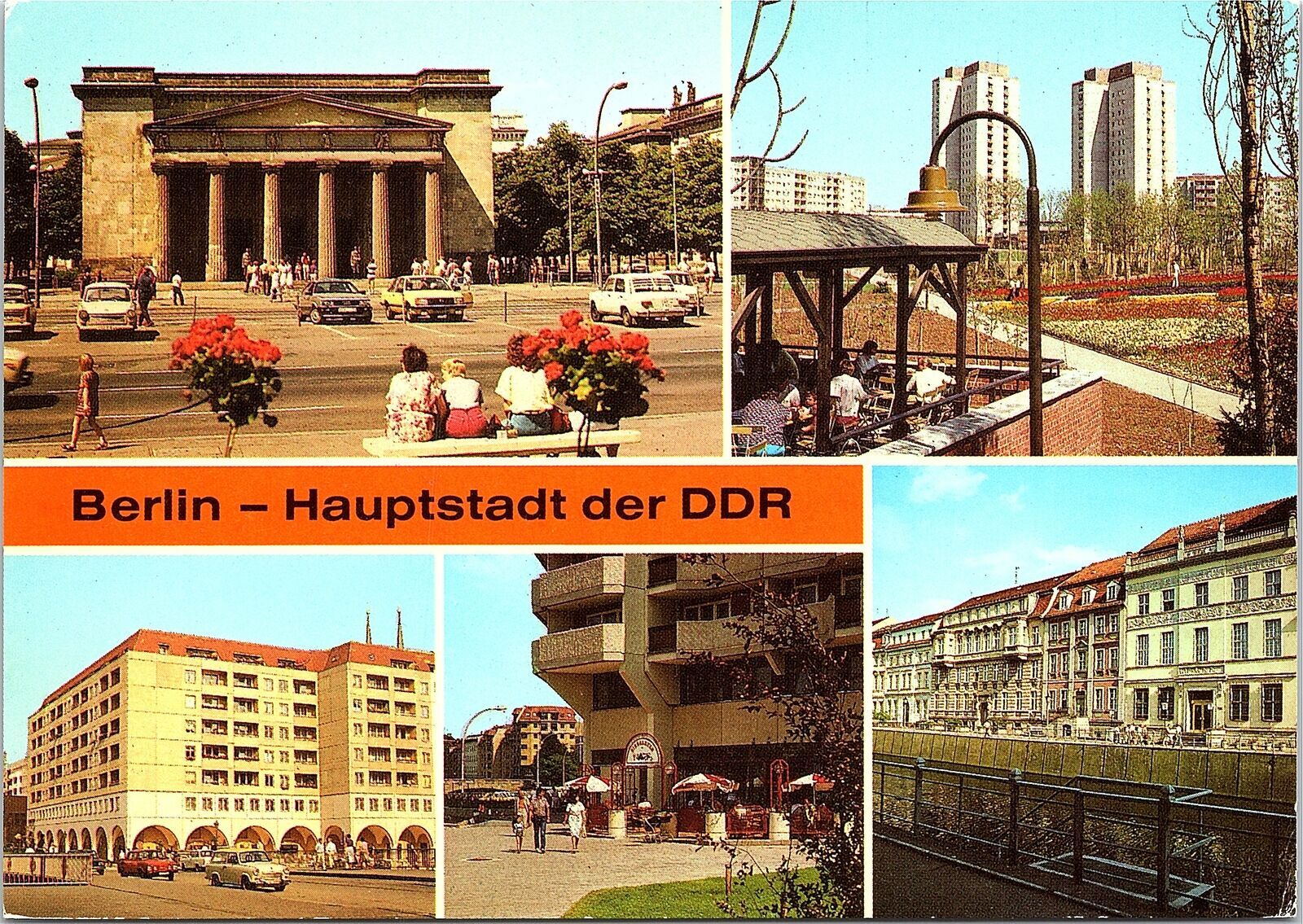 Vintage Continental Size Postcard Multiple Views Berlin Capitol of East