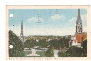 War Memorial And Queen Square, Galt, Ontario, Vintage 1949 PECO Postcard
