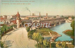 Old Postcard The Two Strasbourg and Kehl Rhine bridges