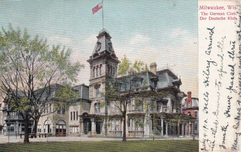 MILWAUKEE, Wisconsin, PU-1910; The German Club, Der Deutsche Klub