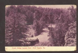 NEW CASTLE PENNSYLVANIA PA. RUSTIC BRIDGE CASCADE PARK VINTAGE POSTCARD