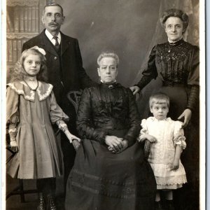 c1910s Alluring Family Man Women RPPC Timeless Kinship Boy Dress Real Photo A142