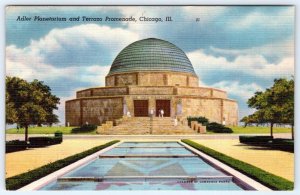 1940-50's ADLER PLANETARIUM TERRAZO PROMENADE CHICAGO ILLINOIS IL LINEN POSTCARD