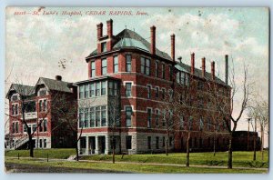 Cedar Rapids Iowa IA Postcard St. Luke's Hospital Building Exterior c1910s Trees