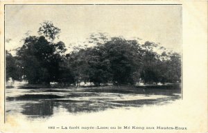 PC CPA LAOS, INDOCHINA, MÉ KONG AUX HAUTES EAUX, Vintage Postcard (b20894)