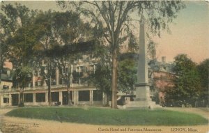 Lenox Massachusetts Curtis Hotel Paterson Monument Postcard hand Colored 22-286