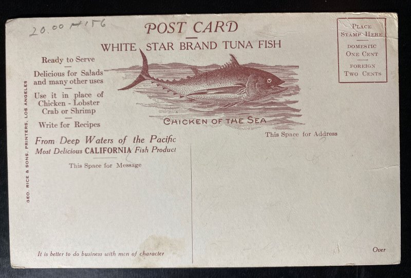Mint USA Advertising Postcard White Star Tuna Fish Chicken Of The Sea 