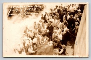RPPC  Daredevil  Jean Lussier Survived Over Niagara Falls July 4th 1928 Postcard