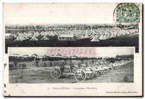 Old Postcard Militaria Camp of Chalons Artillery Encampment