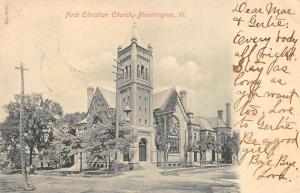 Bloomington Illinois 1907 Undivided Back Postcard First Christian Church