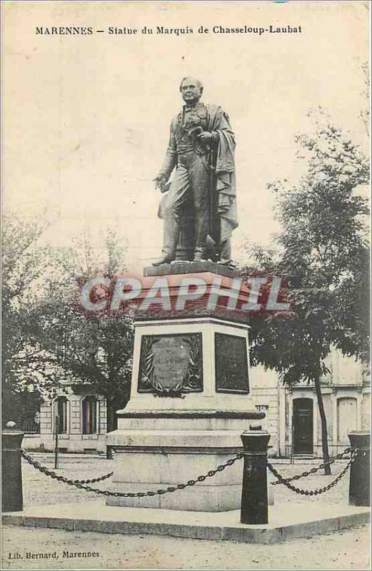 Old Postcard Marennes Marquis Statue Chasseloup Laubet