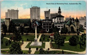 1914 South Side Of Hemming Park Jacksonville Florida FL Grounds Posted Postcard