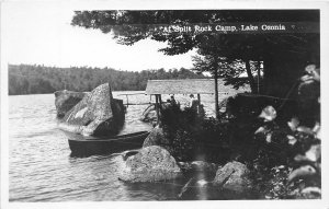 PC1/ Adirondacks Lake Ozonia New York RPPC Postcard 40s Split Rock Camp 241