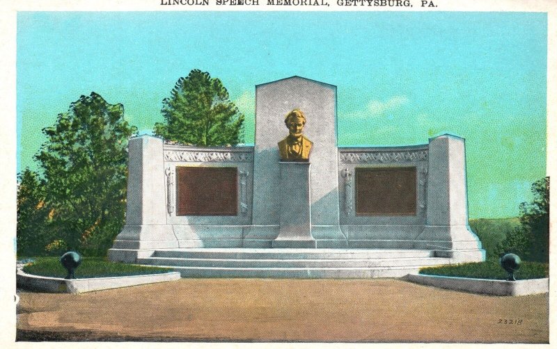 Vintage Postcard Lincoln Speech Memorial Statue Gettysburg Pennsylvania PA