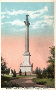 Vintage Postcard 1920's Brock's Monument Queenstown Heights Canada
