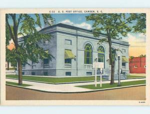 Unused Linen POST OFFICE SCENE Camden South Carolina SC hs1215