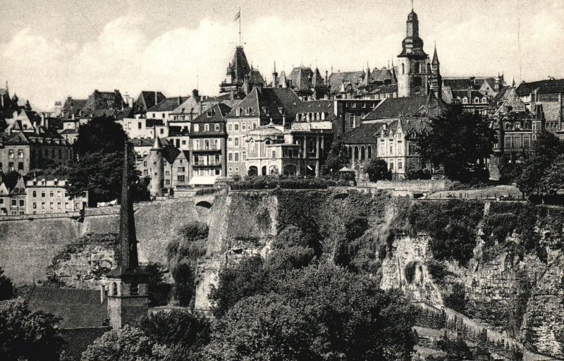 Vintage Postcard Panorama Historica Buildings Luxembourg, RPPC, Real Photo