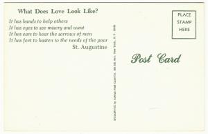 Strange 1960s Postcard What Does Love Look Like St Augustine Hands Eye Ear Foot