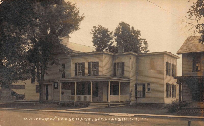 Real Photo Postcard M.E. Church & Parsonage in Broadalbin, New York~121657