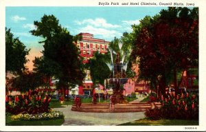 Iowa Council Bluffs Baylis Park and Hotel Chieftain Curteich