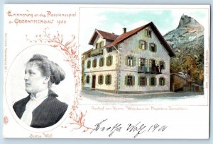 1900 Germany Postcard Bertha Wolf Passion Oberammergau Gasthof Thurm Magdalena