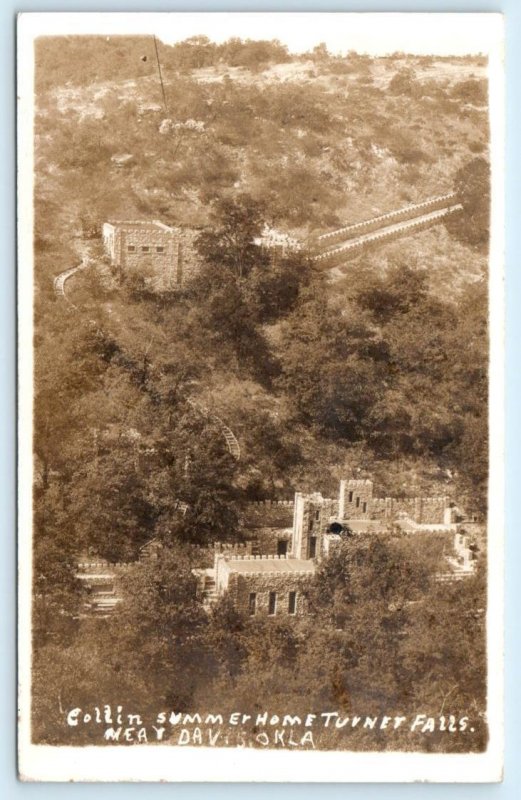 RPPC TURNER FALLS, Oklahoma OK near Davis ~ COLLINS SUMMER HOME c1940s  Postcard