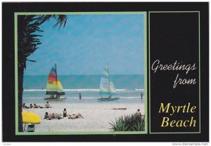 Sail Boats, Sun Bathing, Greetings From Myrtle Beach, South Carolina, 50-70´s