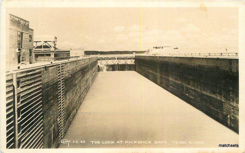 1940s Lock Pickwick Dam Tennessee River RPPC real photo postcard 11570