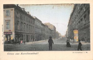 Karolinenthal Prague Czechoslovakia Street Scene Gruss aus Postcard AA110494