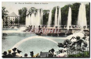 Park of Versailles Postcard Old Neptune Fountain