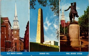 Massachusetts Boston Old North Church Bunker Hill & Paul Revere Statue