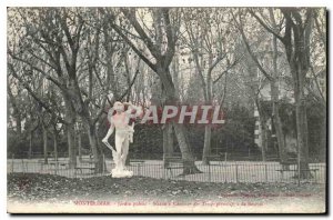 Old Postcard Montelimar public garden Statue of Hunter primitive Bouval Time
