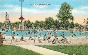 Brazil Indiana Municipal Swimming Pool Kropp linen Postcard 21-13572