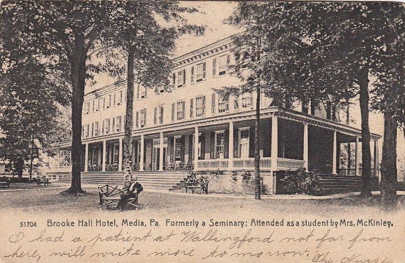 Postcard Brooke Hall Hotel Media PA 1906