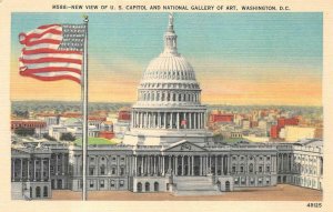 NEW VIEW OF U.S. CAPITOL & NATIONAL GALLERY OF ART WASHINGTON DC POSTCARD 1940s