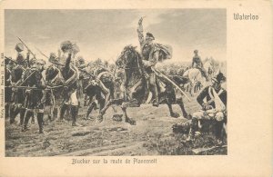 Field Marshal Blücher in the Belle Alliance Battle Waterloo chocolate ad. 1900s