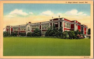 Postcard High School Laurel Delaware DE Linen KF7