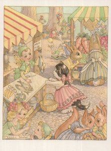 Market Time In Pixie Land Fairy World Postcard