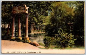 Vtg Paris France Le Parc Monceau Park View 1910s Postcard