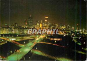 Postcard Modern Atlanta's Georgia Skyline at Night With the Golden Dome of th...