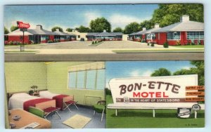 STATESBORO, Georgia GA ~ Roadside MOTEL BON-ETTE 1952 Linen  Postcard