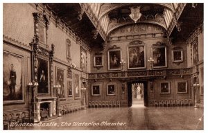 Windsor Castle The Waterloo Chamber Berkshire England Black And White Postcard