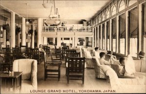 Yokohama Japan Grand Hotel Lounge c1910 Vintage Postcard